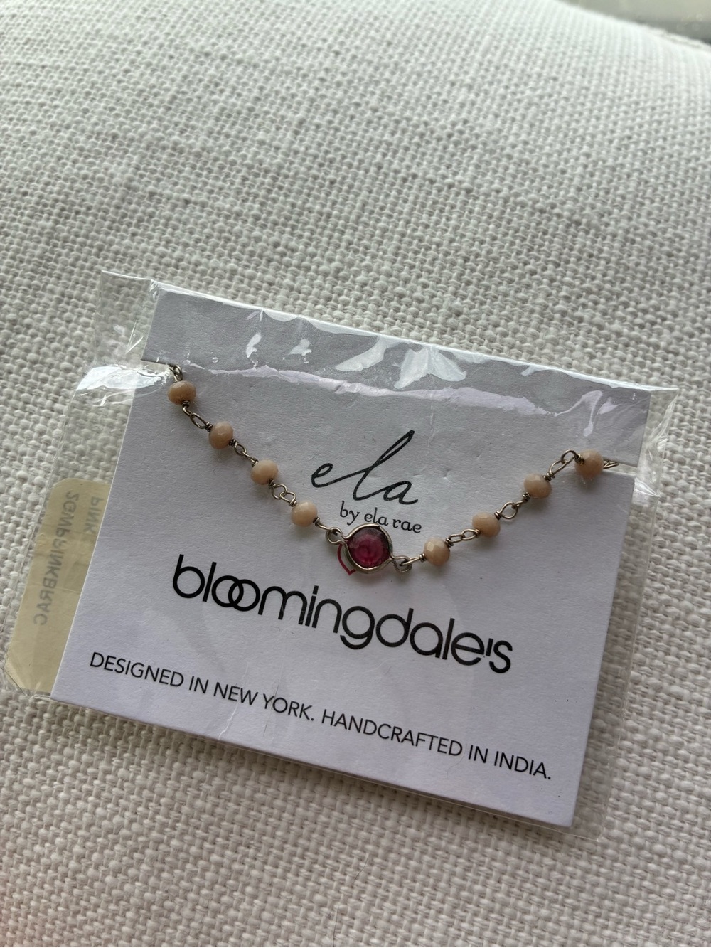 *NWT* Bloomingdale's Ela by Ela Rae Pink Stone Bracelet - Handcrafted in India